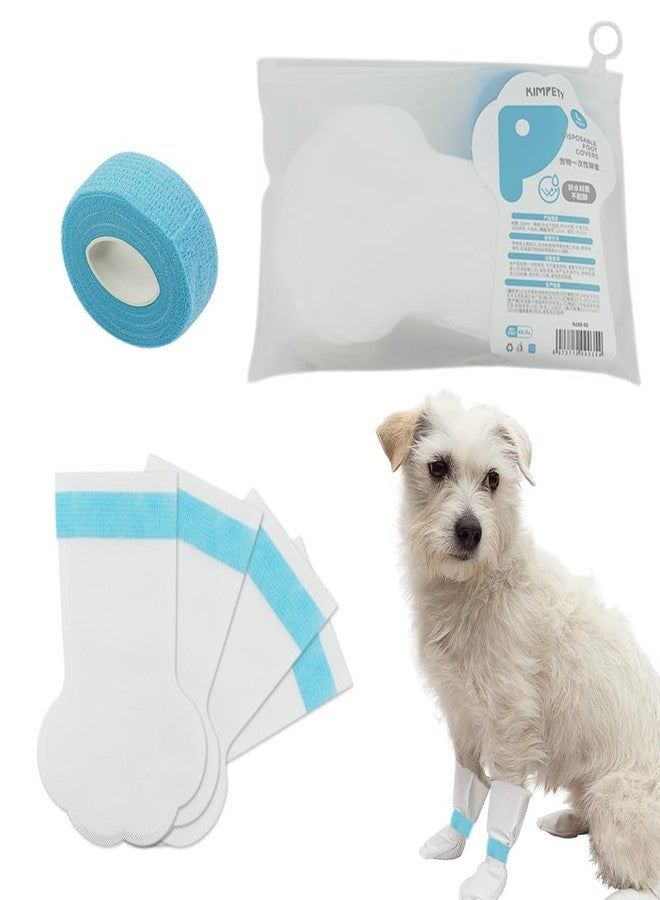 JD PRO 20Pcs Pet Walking Shoes, Water Resistant Lining Design Eco Non-Woven Dog Boots Easy-tie Bandage Pet Palm Sleeve Cover for Walking Outdoor Shoes for Medium and Large Dogs - Size L - Image 1
